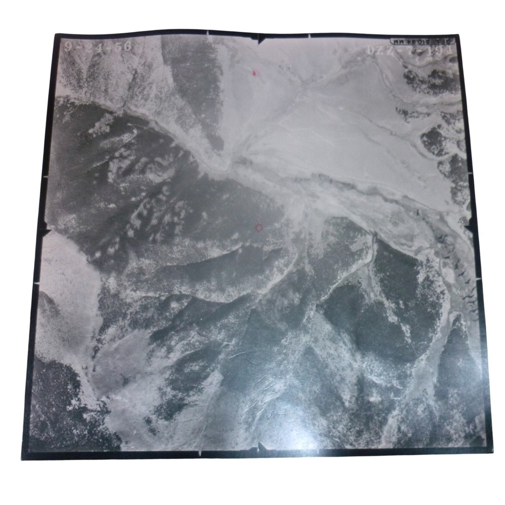 Vintage 1956 Aerial Photograph Mountain Topography Print 9x9 DZZ-7-191 B&W
